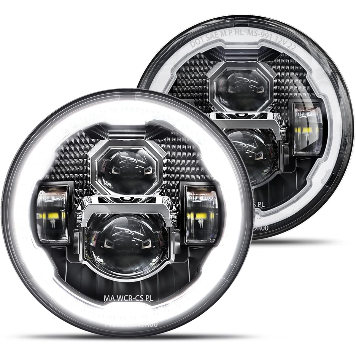 HWSTAR 2023 1000%Brightness Anti -glare 7 inch Headlight Round Geep Rangler JK JK JKU TJ LJ Chevrolet Ford GMC Dodge Mazda VW Mac etc.