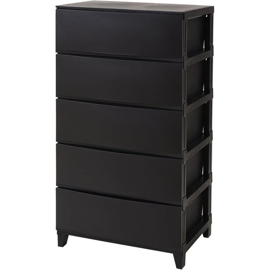 [Sanka] Chest of 5 tiers [Made in Japan] Wide Width 54 x Depth 42 x Height 107 cm Closet storage with anti-slip Net limited color (black) Easy to assemble RSD-S545YABK