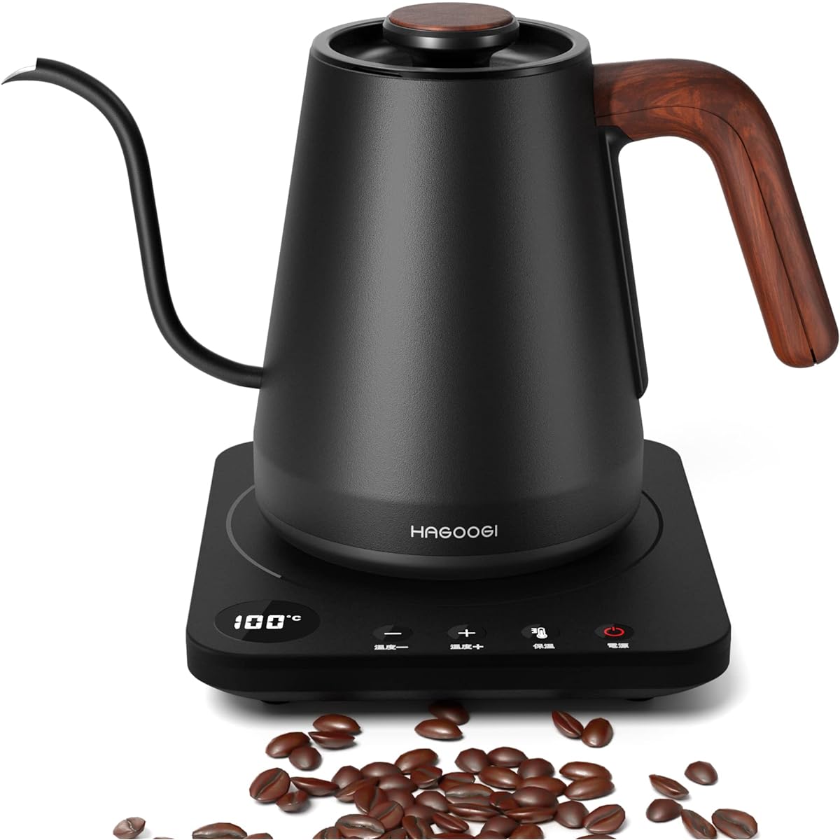 Electric Kettle Coffee HAGOOGI Drip Kettle 1.0L 1200W Coffee Pot Temperature Adjustment (1℃ increments)/Heat Retention Function/Dry Cooking Prevention/Notification Sound On/Off/PSE Certified Narrow Mouth Coffee Kettle Coffee Tea Gift Drip Pot Wood Grain