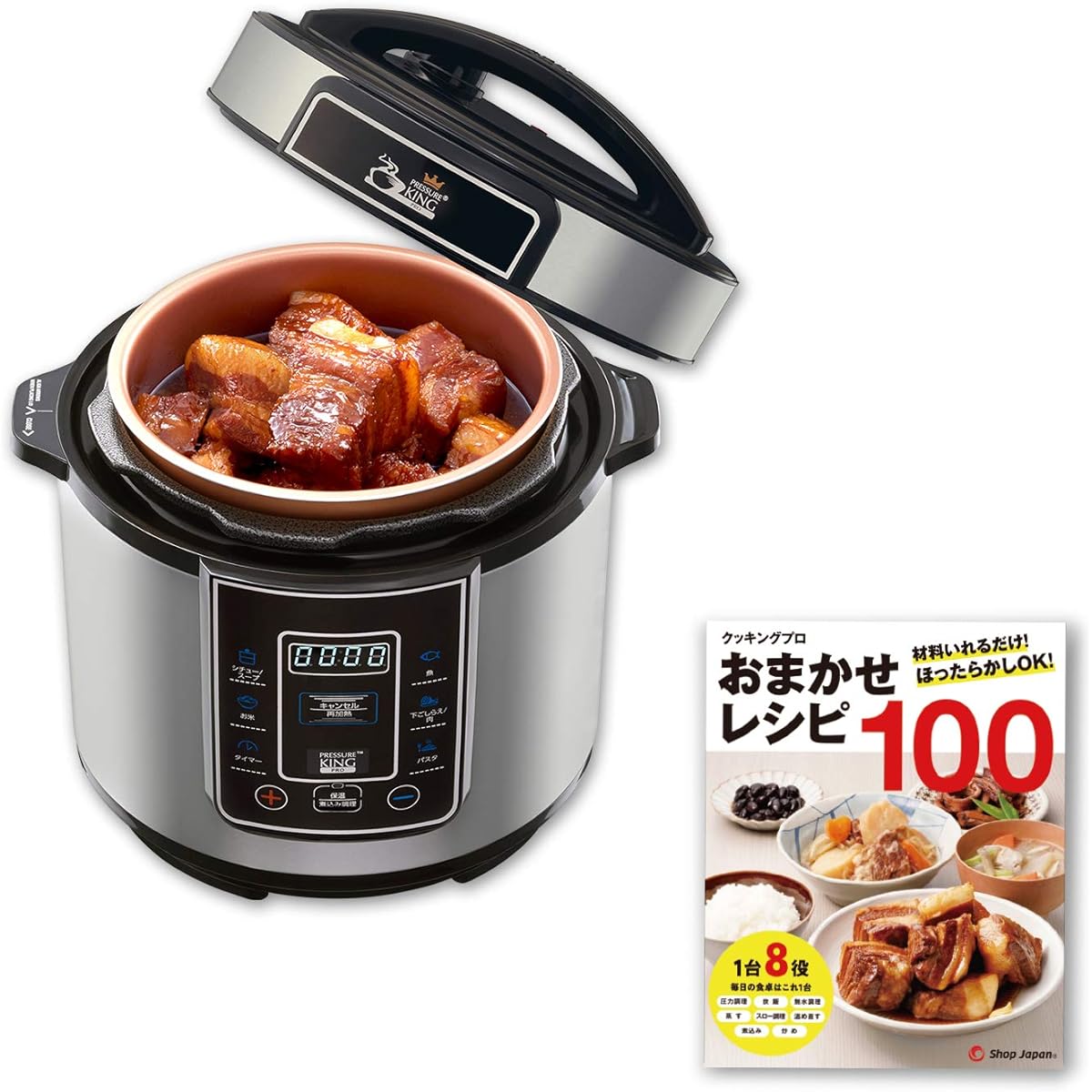 Shop Japan Cooking Pro Recipe Set, Black, Electric Pressure Cooker, Width 11.2 x Height 10.8 x Depth 11.6 inches (285 x 273 x 295 mm), 8 Ways to Cook Easily with the Press of a Button, Automatic