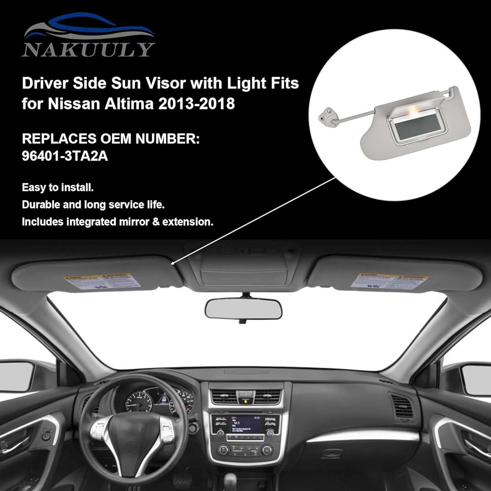 Left driver side sun visor light No sunroof Nissan Altima 2013 2015 2016 2017 # 96401-3TA2A Replacement