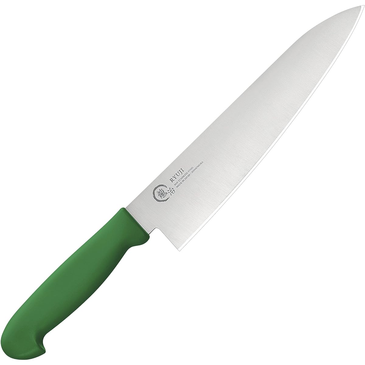 Shimomura Kogyo Made in Japan Antibacterial Handle [Ryuji Color Grip] Gyuto 330mm Green AUS8 Steel Dishwasher Safe HACCP Compliant RYC-18G Made in Niigata Tsubame-Sanjo