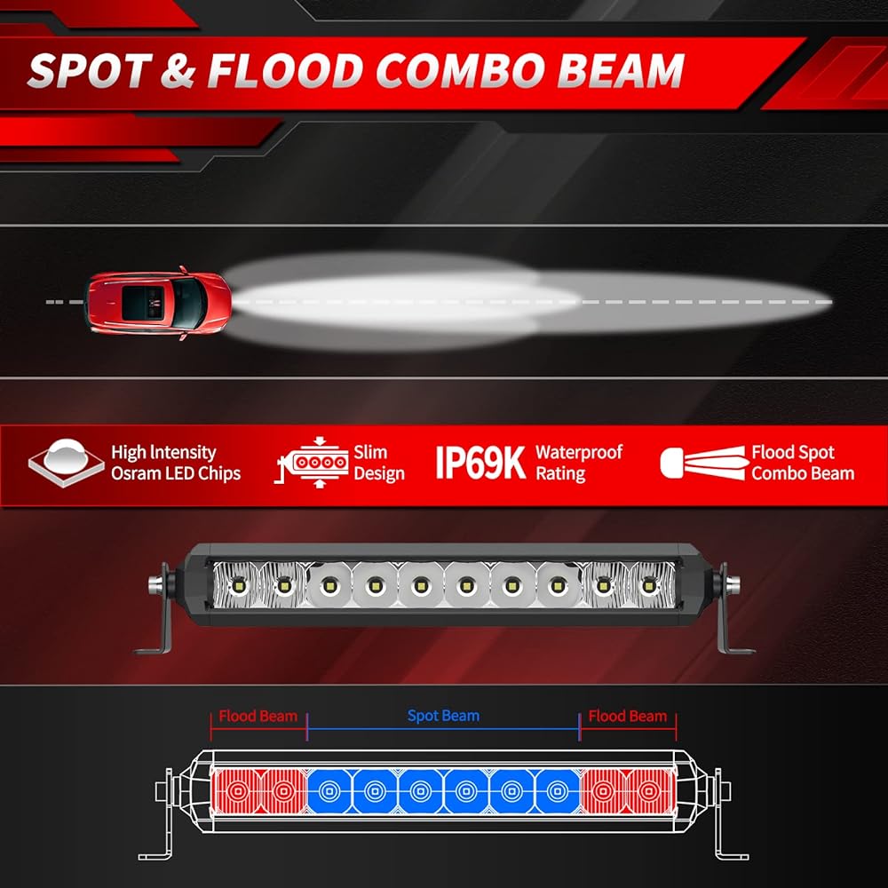 LED light bar 10 inch 4WDKING screwless 50W IP69K waterproof off -road combo LED work light DT wiring ultra -high -brightness truck driving Fog lamp ford F150 Polaris RZR RZR Geep rangler