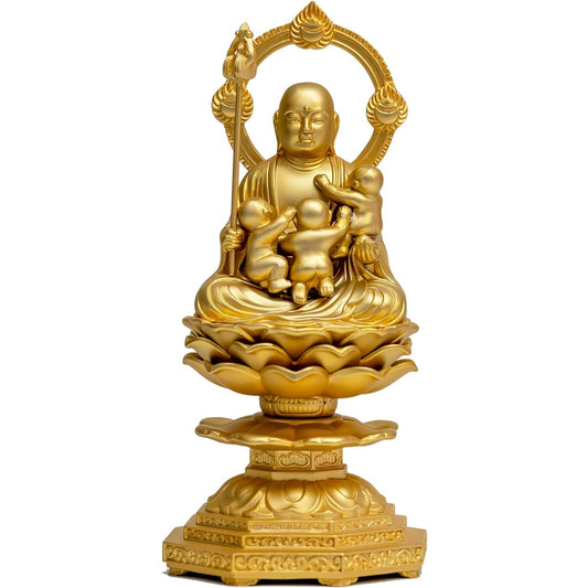 Buddha statue Koyasu Jizo Bodhisattva seated statue 14.5cm (gold plated/24K gold) Buddhist sculptor: Hideun Makita Original model _ "Prayer for safe childbirth, guardian deity of child rearing, water child support" Takaoka copperware (Koyasuji Elephant B