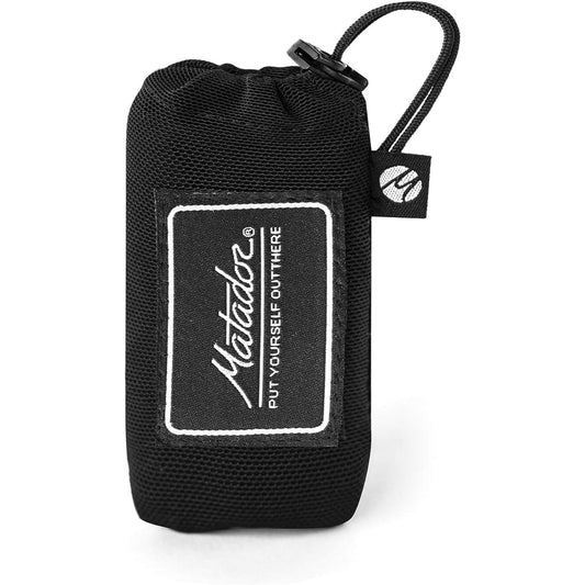 Matador Pocket Blanket Mini - Black (for 1-2 people); Lightweight leisure sheet with pegs; Compact leisure sheet for dry seating; Camping leisure sheet & sand-free beach mat, perfect for picnics