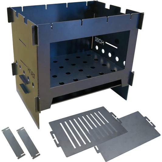 HOBI [Made in Japan] Bonfire Stove "DANRO" Jet Black Black Coated Iron [Rugged and Tough] 3WAY Grill & Plate & Trive Warp-resistant Heavy Iron 21.5 x 15.5 x 19cm Camping Outdoor Solo Fire Grill Barbecue Stove Bonfire Stand Bonfire Stand Takibi Hobi [ MAD