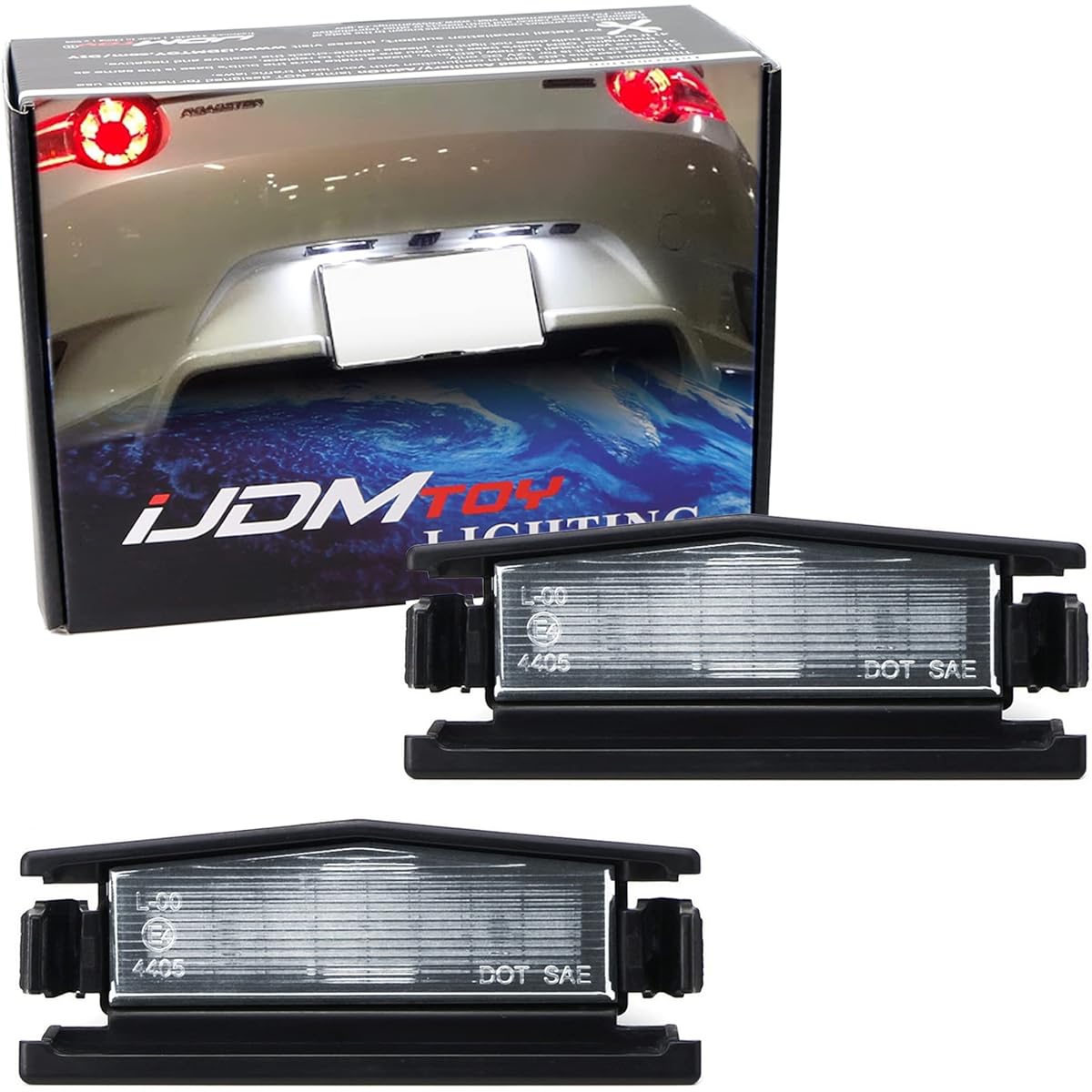 IJDMTOY OEM-FIT 3W Full LED License Plate Light Assemblies Mazda MX-5 Miata Roadster compatible 18-SMD XMD XMD Xenon White LED Diode