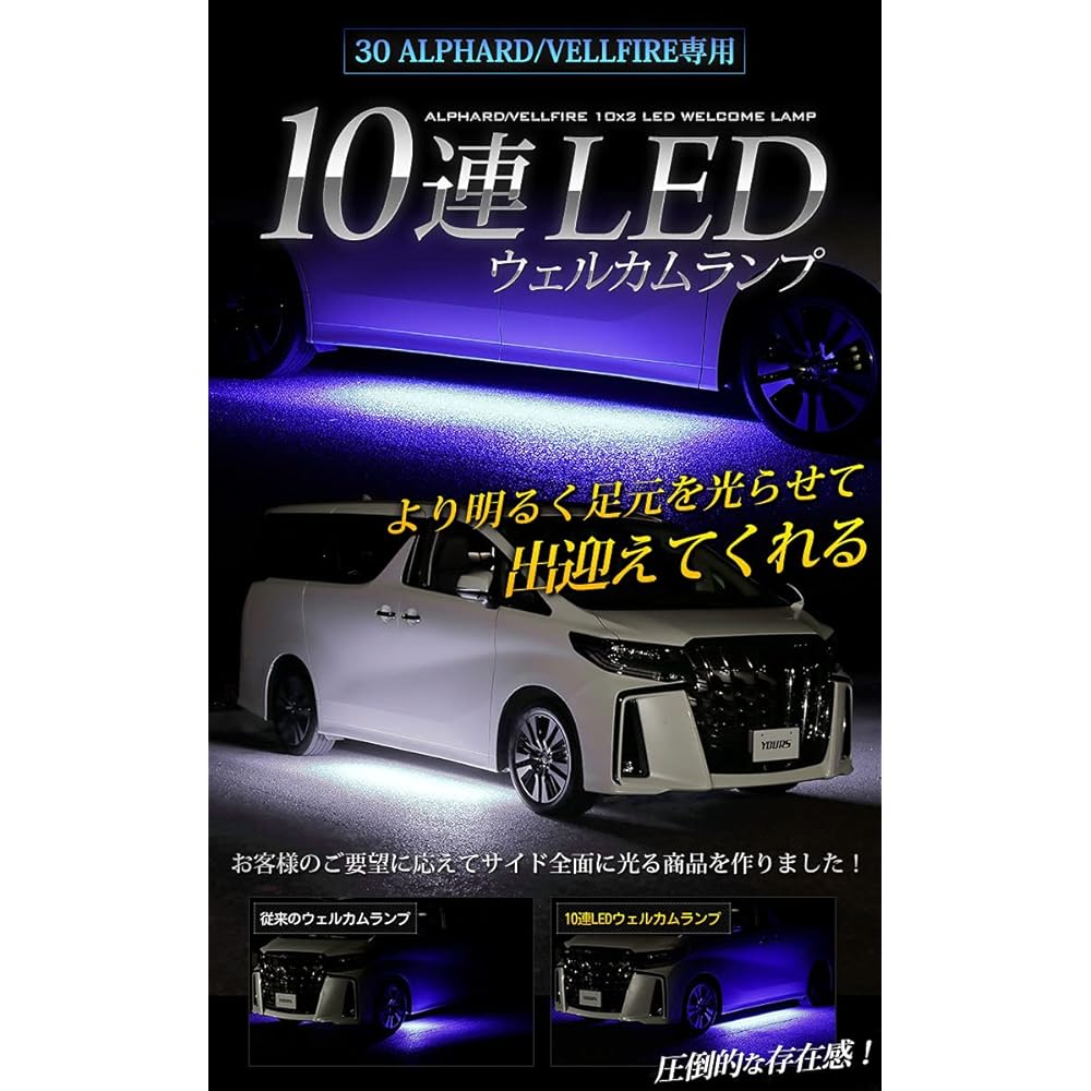 YOURS. 30 Series Vellfire Alphard Late 10 LED Welcome Lamp [Blue] Exclusive Design Easy Installation 30 ALPHARD VELLFIRE Toyota TOYOTA y33-002 [5] S