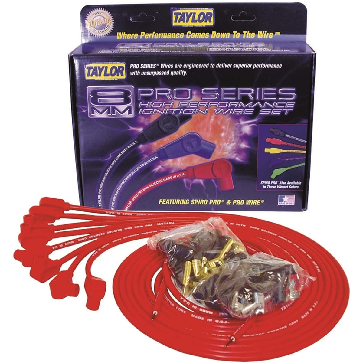 TAYLOR CABLE 70251 Red Universal 8mm ProWirer resistance wire coinition wire set