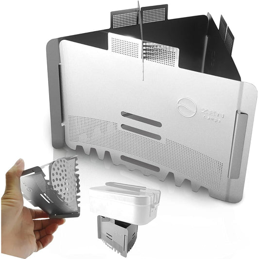 ZEN Camps Trivet Windshield for Alcohol Stoves, For Solid Fuel, Ultra Lightweight, Storage Bag Included, Camping, Solo Camping, Alcohol Burner, Alcohol Stove