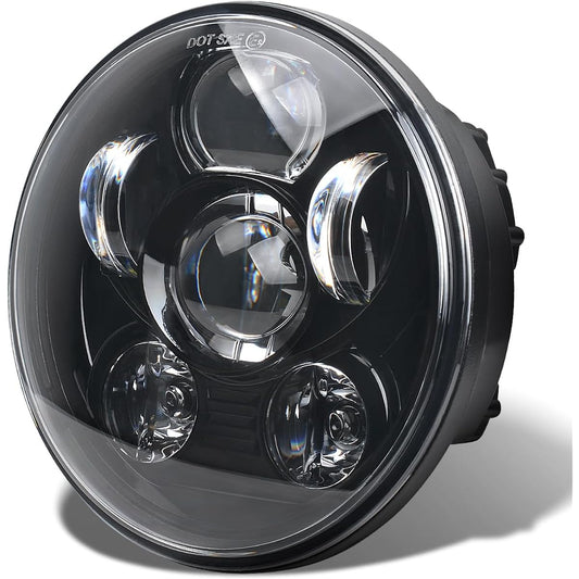 Tugwuetlwu 5-3/4 5.75 Inch LED Motorcycle Headlight Compatible with Harley Davidson Sportster Dyna Street Bob Low Rider Wide Glide Iron 883 1200 Softail Triple Headlamp