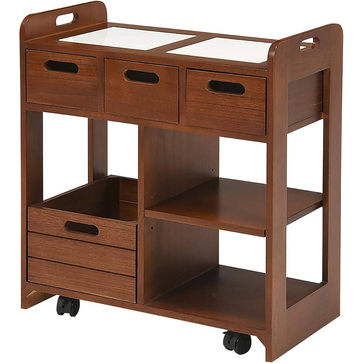 Hagiwara Kitchen Stocker Kitchen Rack Vegetable Stocker with Casters Width 60cm [Ready to Use Complete Product] Simple Wooden Natural Wood Brown MUD-6410BR