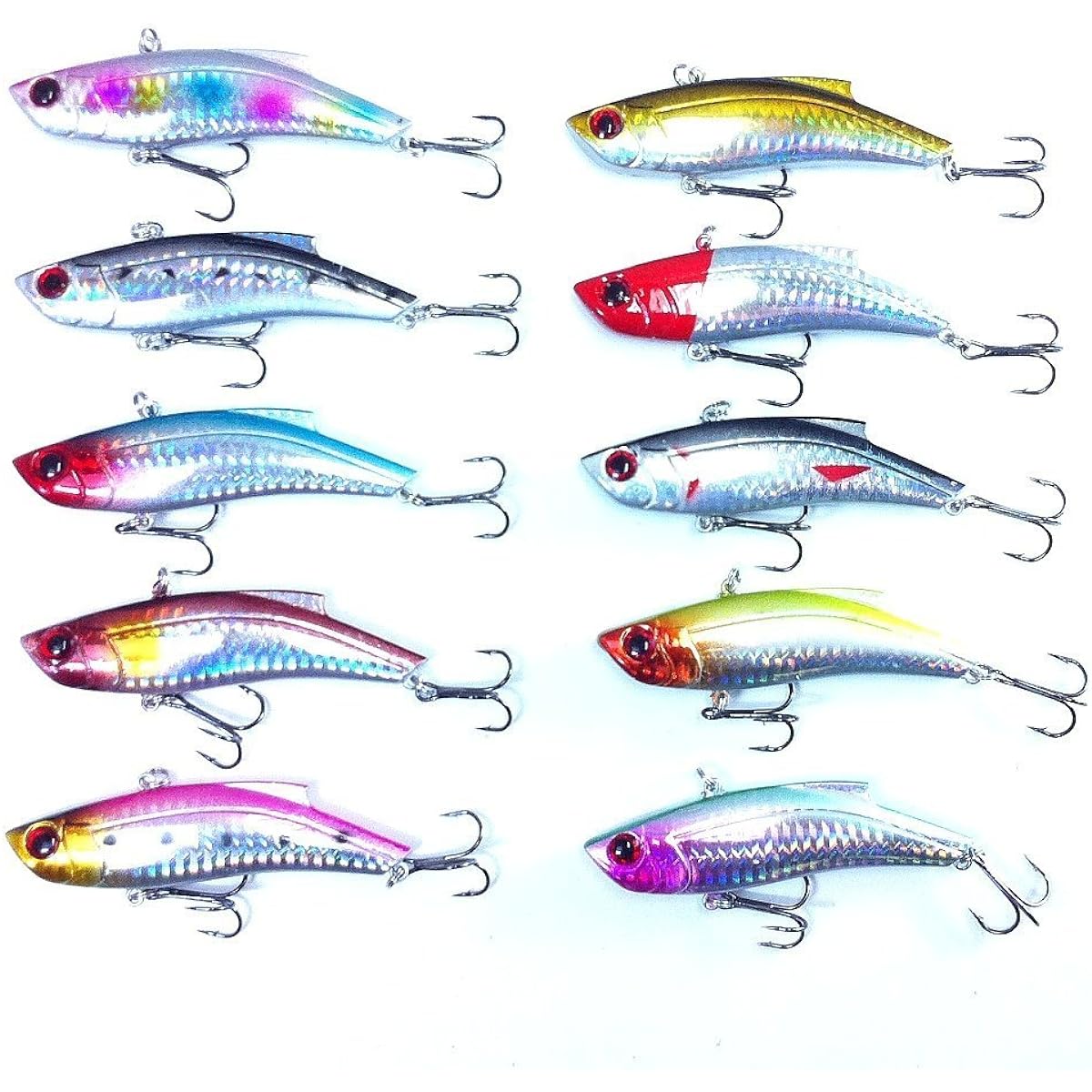 [Regular Imported Goods] Orurdo Fishing Gear Lure Set 10 Pieces 5 Sizes Vibration C For Seabass, Flounder, Maggot, Hairtail, Sagoshi, Yellowtail, Redfish, Black Bass, Snakehead, Catfish, etc. QB100016