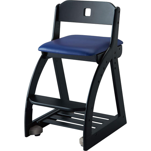 KOIZUMI Study Chair BK/Navy Size: W413 x D490~540 x H750mm SH440/470/500/530mm (External Dimensions) Wooden Square Chair Black Navy Color KDC-200BKNB