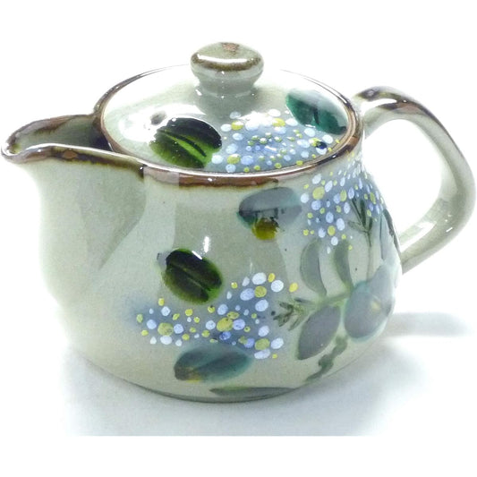 Kutani ware [teapot/teapot] Large calyx hydrangea blue & blue [back picture]