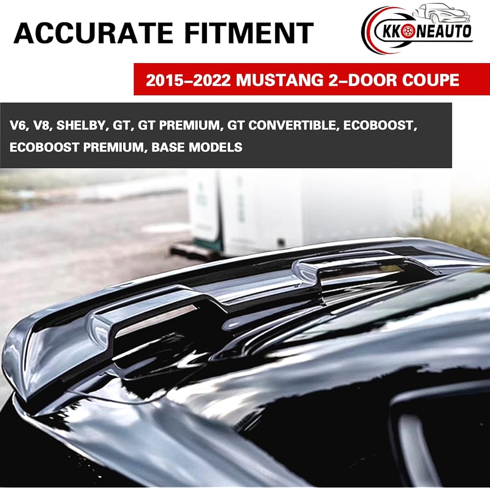 KKONEAUTO Mustang Spoiler GT Wing 2015-2022 Mustang Coupe 2DR, GT350 Style Rear Trunks Polar Black