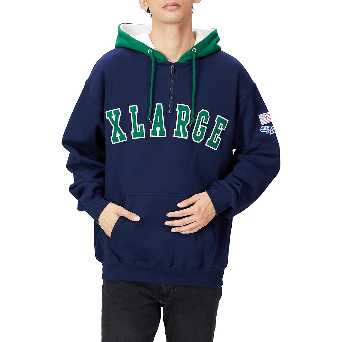[Extra Large] Hooded Sweatshirt CONTRAST COLOR HALF ZIP HOODED SWEAT Men's