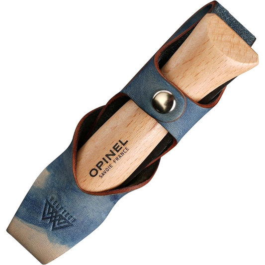 [OPINEL] Opinel stainless steel knife #9 WOLFTECH with genuine leather case Fukuyama leather outdoor fishing camping cooking (Setouchi sky (indigo dyed))