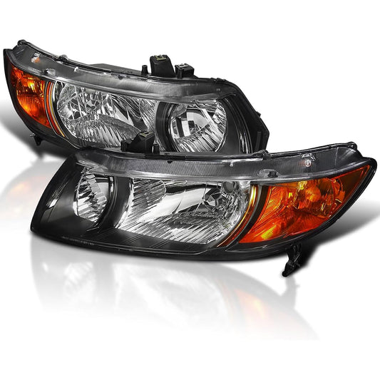 SPEC-D TUNING 2LH-CV062JM-RS Honda Civic 2DR Black JDM Headlight Headlamp Left+Right
