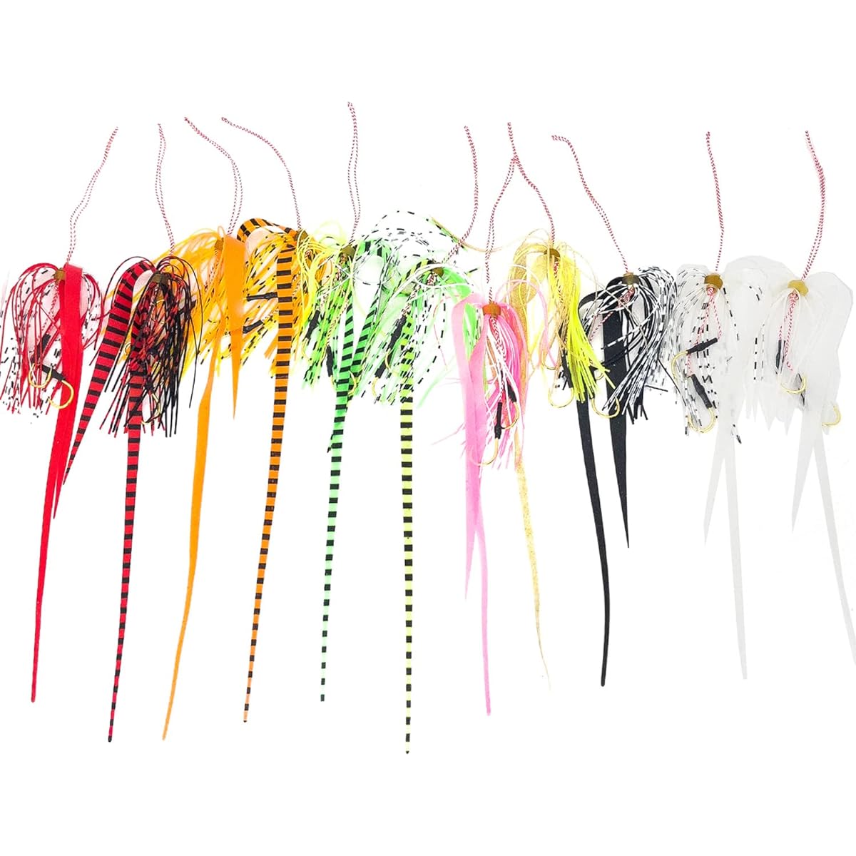BAKSTORM Tairaba Tie Hook with 2 Long Tail Skirt Replacement Sea Bream Needle Spiral PE Durable Fishing Tackle Bakst Fishing Tackle Fishhook Lure Set of 11 Colors