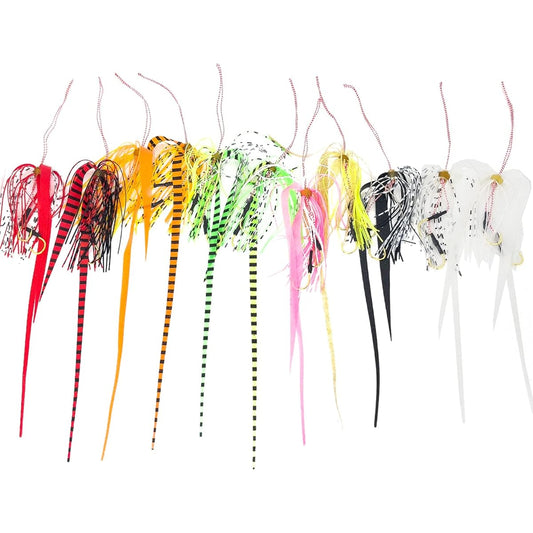 BAKSTORM Tairaba Tie Hook with 2 Long Tail Skirt Replacement Sea Bream Needle Spiral PE Durable Fishing Tackle Bakst Fishing Tackle Fishhook Lure Set of 11 Colors