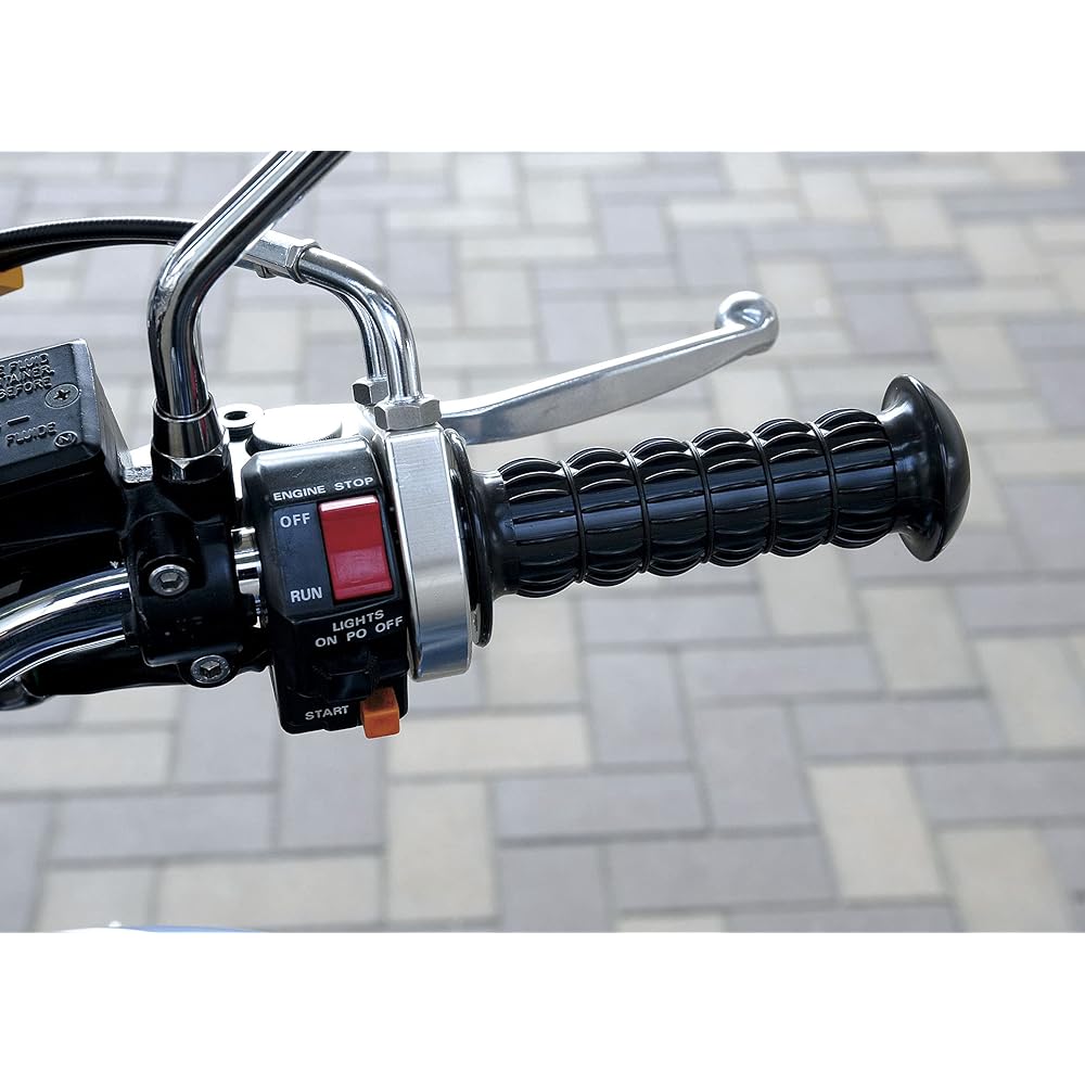 POSH Motorcycle Grip Z2 Type Classical Grip for 22.2mm Handlebar, Non-Penetrating Type Black 010572-BK-10