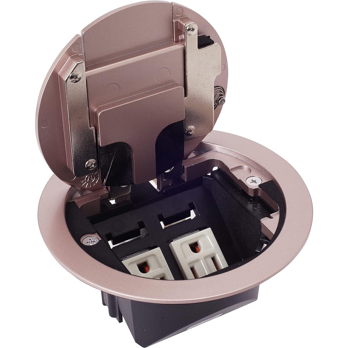 [TERADA] LCR10005M020 Plug storage outlet [For conduit floor construction] LCR plate + equipment 2 power outlets, 2 grounding ports (champagne gold)