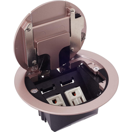 [TERADA] LCR10005M020 Plug storage outlet [For conduit floor construction] LCR plate + equipment 2 power outlets, 2 grounding ports (champagne gold)