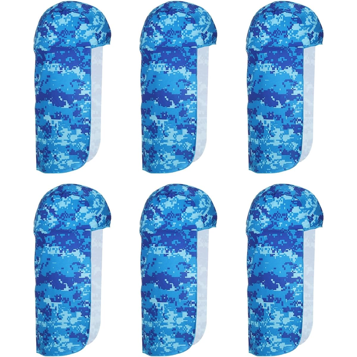 PATIKIL Hard Hat Sunshade 6 Pack Cool Skull Cap Quick Dry Neck Shade Cap for Men Women Camo Blue