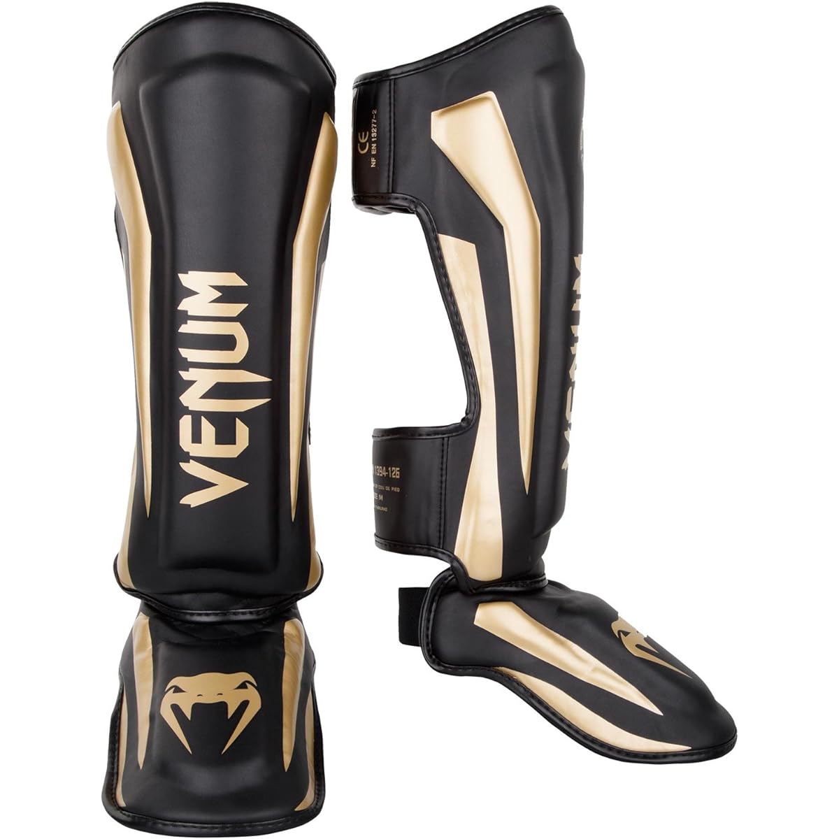 VENUM Leg Guard ELITE SHIN GUARDS (Black x Gold) VENUM-1394-126 // Legs Kickboxing Martial Arts Armor Protector