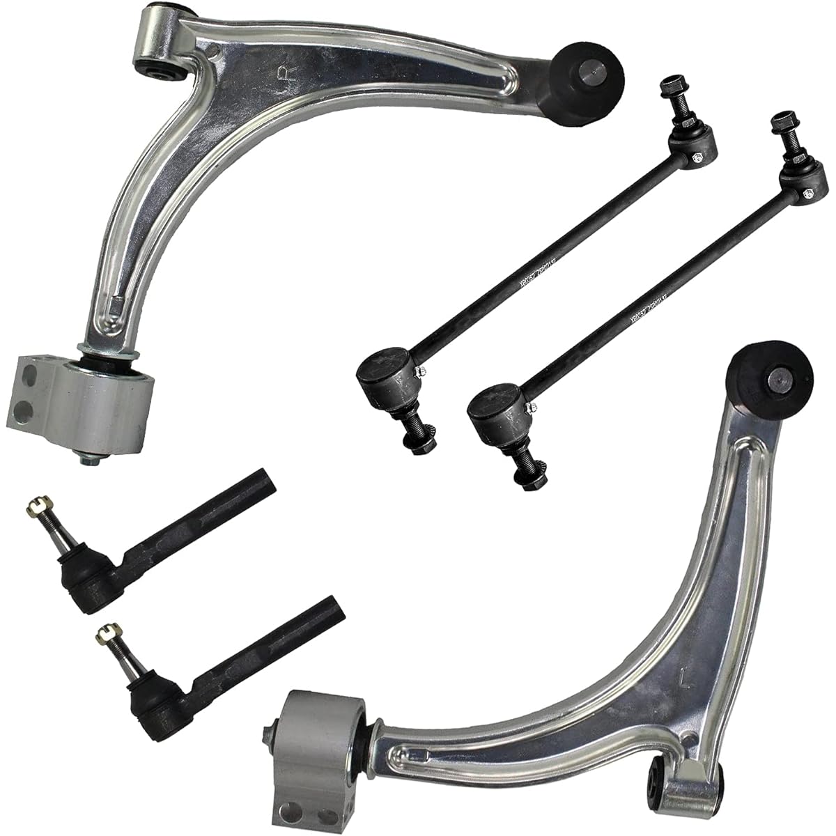 6 Points Front Suspension Kit -2 Front Rower Control Arms & Ball Joints, 2 Outer Thai Rods, 2 Swaver Links, and only models other than turbo. 11.8 inches from the center to the center.