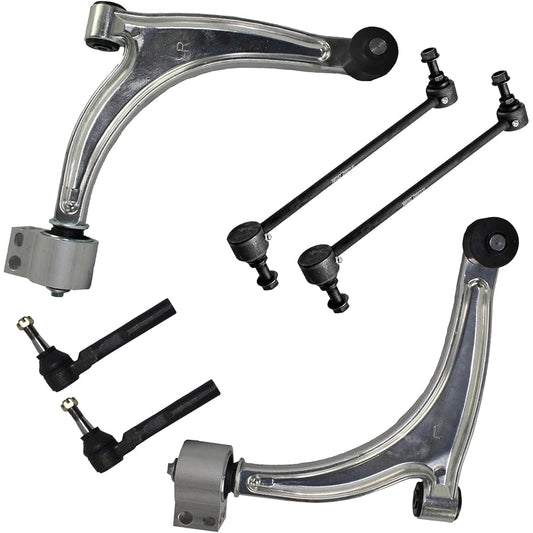 6 Points Front Suspension Kit -2 Front Rower Control Arms & Ball Joints, 2 Outer Thai Rods, 2 Swaver Links, and only models other than turbo. 11.8 inches from the center to the center.