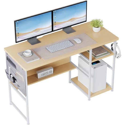 Maihail Desk Desk PC Desk Gaming Desk Computer Desk Width 120*50cm Desk with Rack Desk with Shelf Work Desk Office Desk Desk with Rack Computer Desk Study Desk Workbench Study Desk Electric Box Desk 120cm Light Oak 134-135 (120cm, light oak)