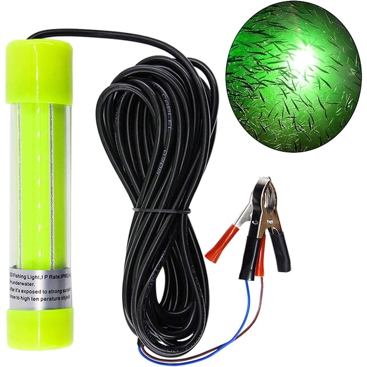 AGOOL Underwater Fishing Light, 20W, Fishing Light, LED Fishing Light, High Brightness, Night Fishing, Boat Fishing, Embankment, Fishing Port, Squid Ajing, Thai Mule, 12v, 24v, Waterproof Level, IP68, White, Blue, Green