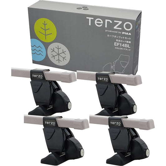 Terzo (by PIAA) Roof Carrier Base Carrier Foot 4 Pieces Roof-on Type Black Fully Locking Specification with Lock EF14BL