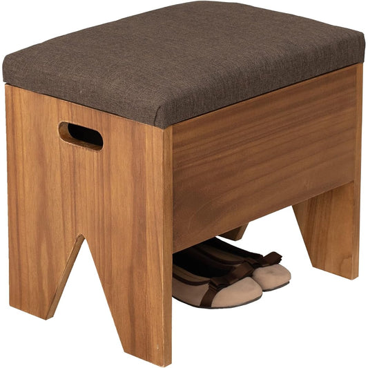 Hagihara Entrance Bench Storage Bench Seat Finished Product with Storage Box Stool Wooden Width 40 x Depth 28 x Height 37 Natural MBC-6195 Seat Brown