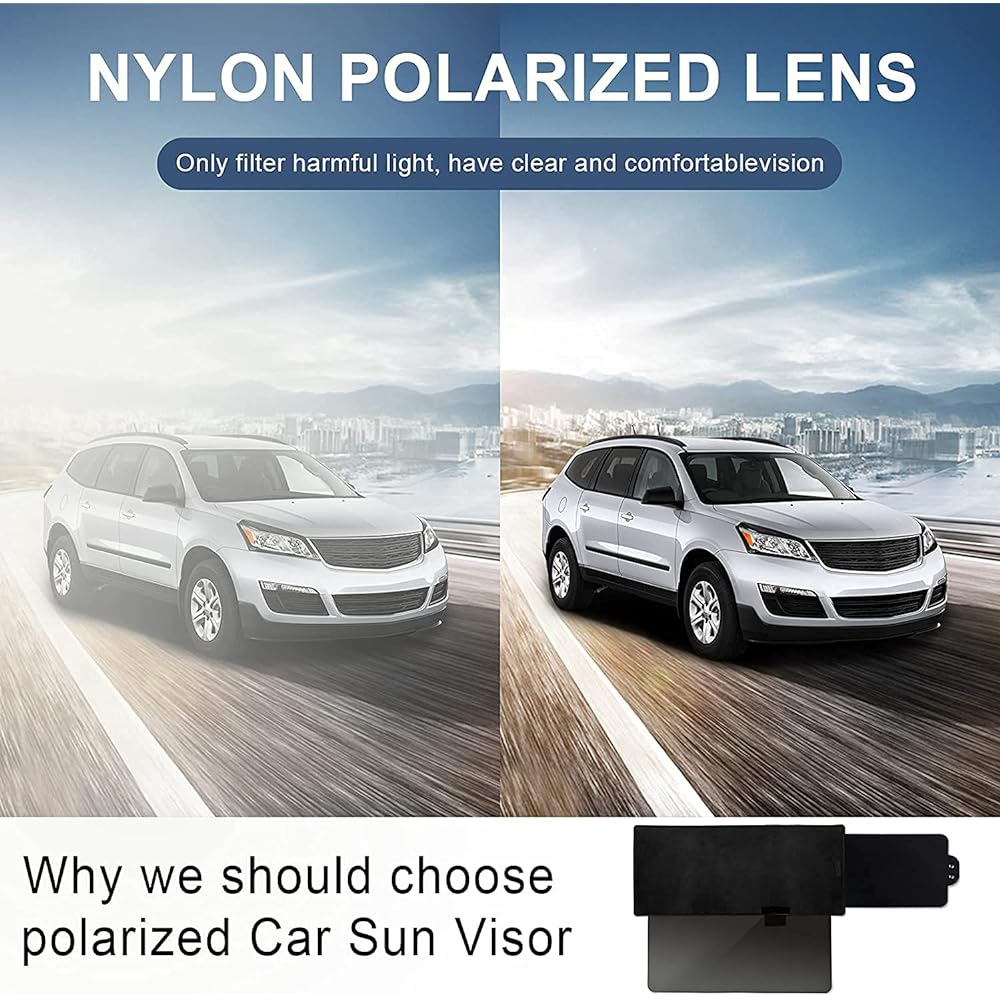 VEHARVIM Polarized Sun Vizer For vehicles UV400 Casan Visor Extension Polycarbonate Lens and Anti -Glare Car Vizer Clear Visit and Safe Driving UV Filter/Protection