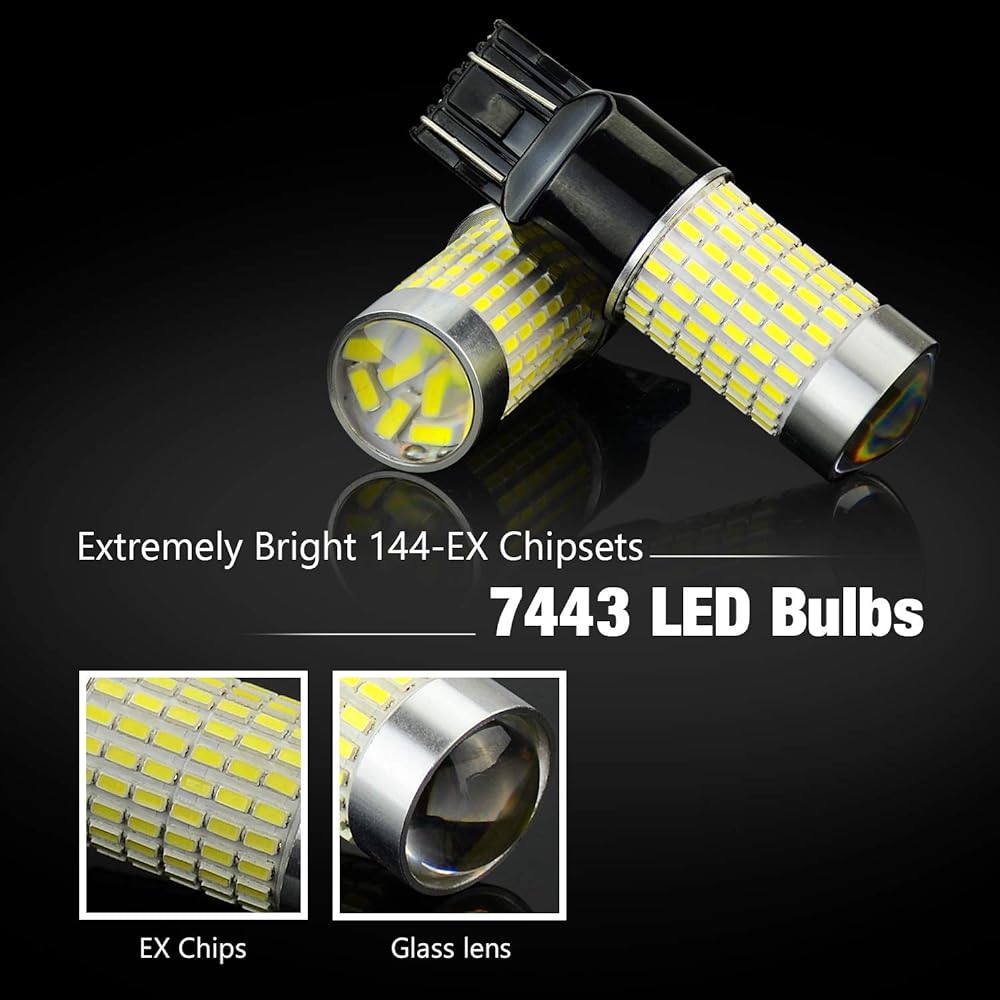 JDM ASTAR 1200 Lumens Extremely Bright 144-EX Chipsets 7440 7441 7443 7444 992 LED Bulbs with Projector, Xenon White