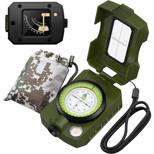 Proster Compass, High Precision Compass, Direction Magnet, Made of Aluminum Alloy, Includes Inclinometer, IP54 Waterproof, Foldable, Includes Storage Bag, Suitable for Outdoor Activities such as Mountain Climbing, Hunting, Hiking, Geology, etc.