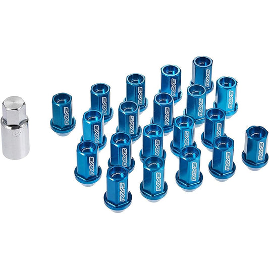 [RAYS] Duralumin Lock & Nut Set L42 Straight Type M12 x 1.25 Blue Anodized 74020001011BL