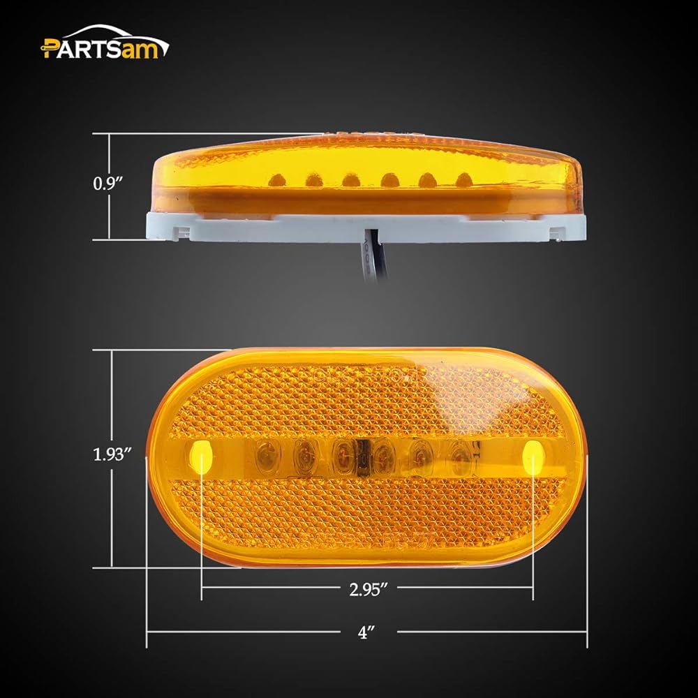 PARTSAM Rectangle 4 inch x 2 inch LED Trailer Clearance Side Marker Light with Reflective DOT Certified Contracted Mount 2X4 Rectangle RV Camper LED Marker Light 6LED -7 Red & Amber 5 pieces