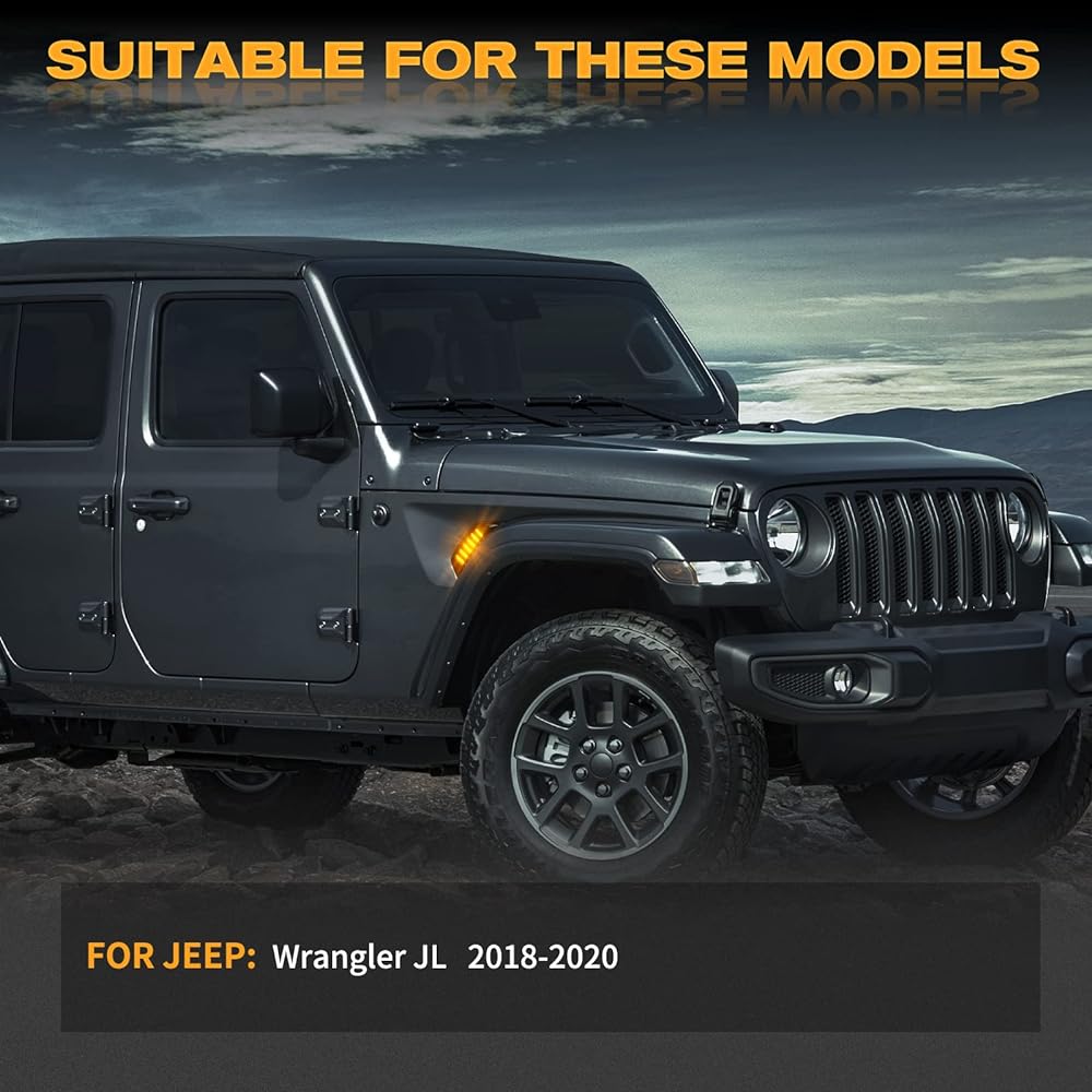 POPMOTORZ Jeep Wrangler Side Markers, Amber & White Side Turn Signals