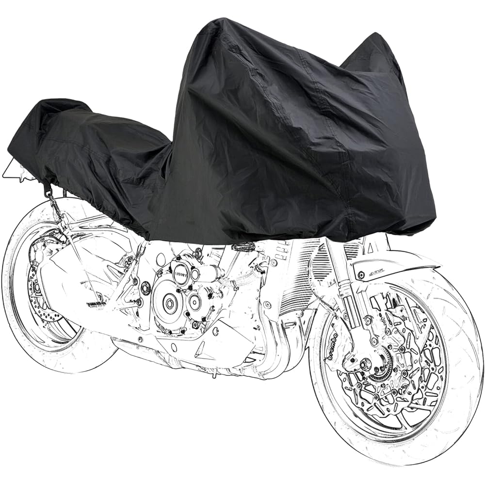 Daytona Motorcycle Cover, General Purpose, Large Size, Water Repellent Coat, Rain Cover for Travel Destinations/Camping Sites, Black Cover, Compact Half Cover, 22144 Black