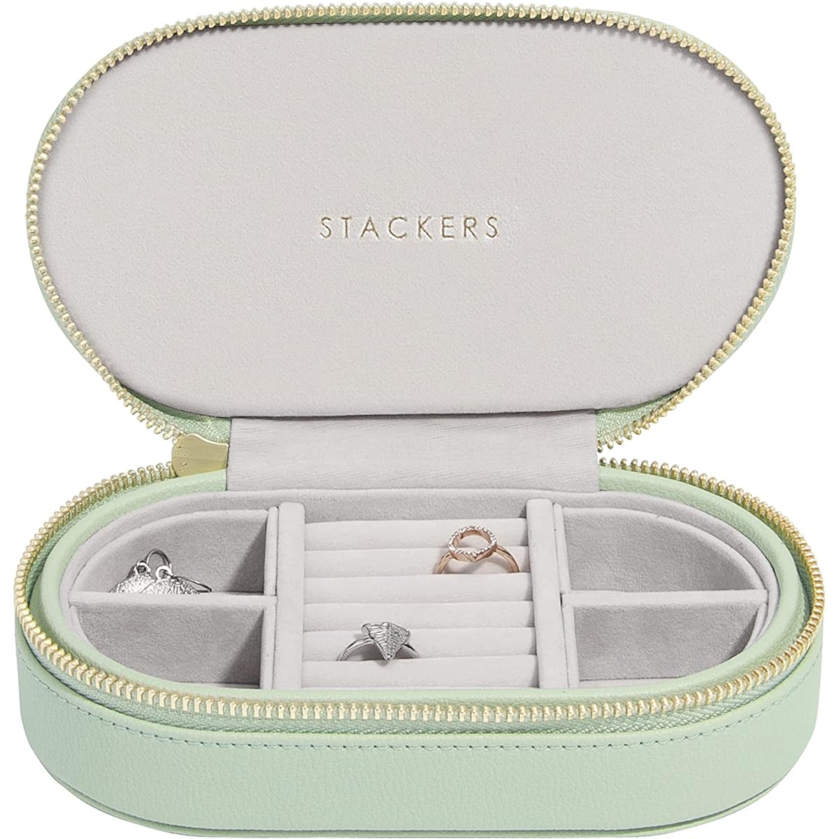 STACKERS LONDON Travel Jewelry Box Oval Sage Green/Stackers SAGE GREEN Travel Box Oval (Sage Green)
