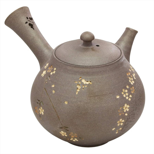 Yamakiikai Aomine Ware Butterfly and Cherry Blossom Teapot