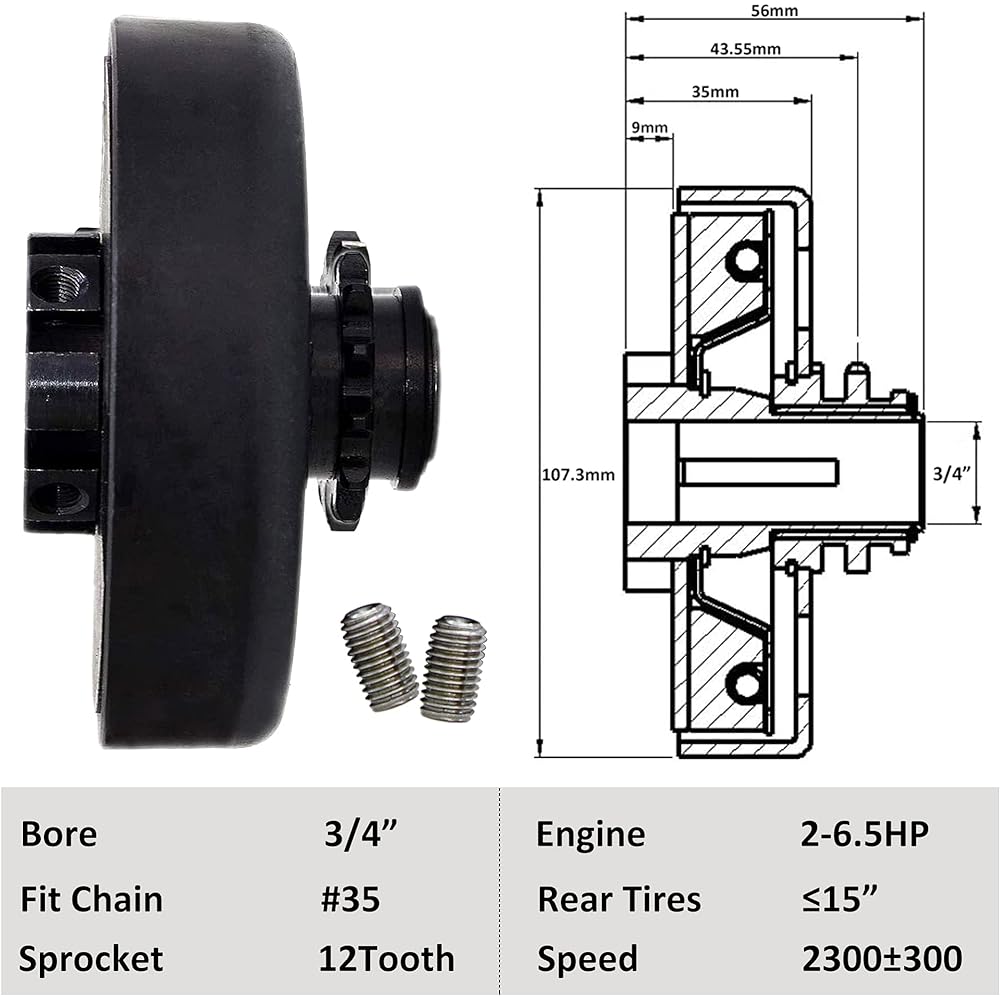 FDJ mini bike go -cart clutch 3/4 inch bore 10 teeth #40/41/420 for chains