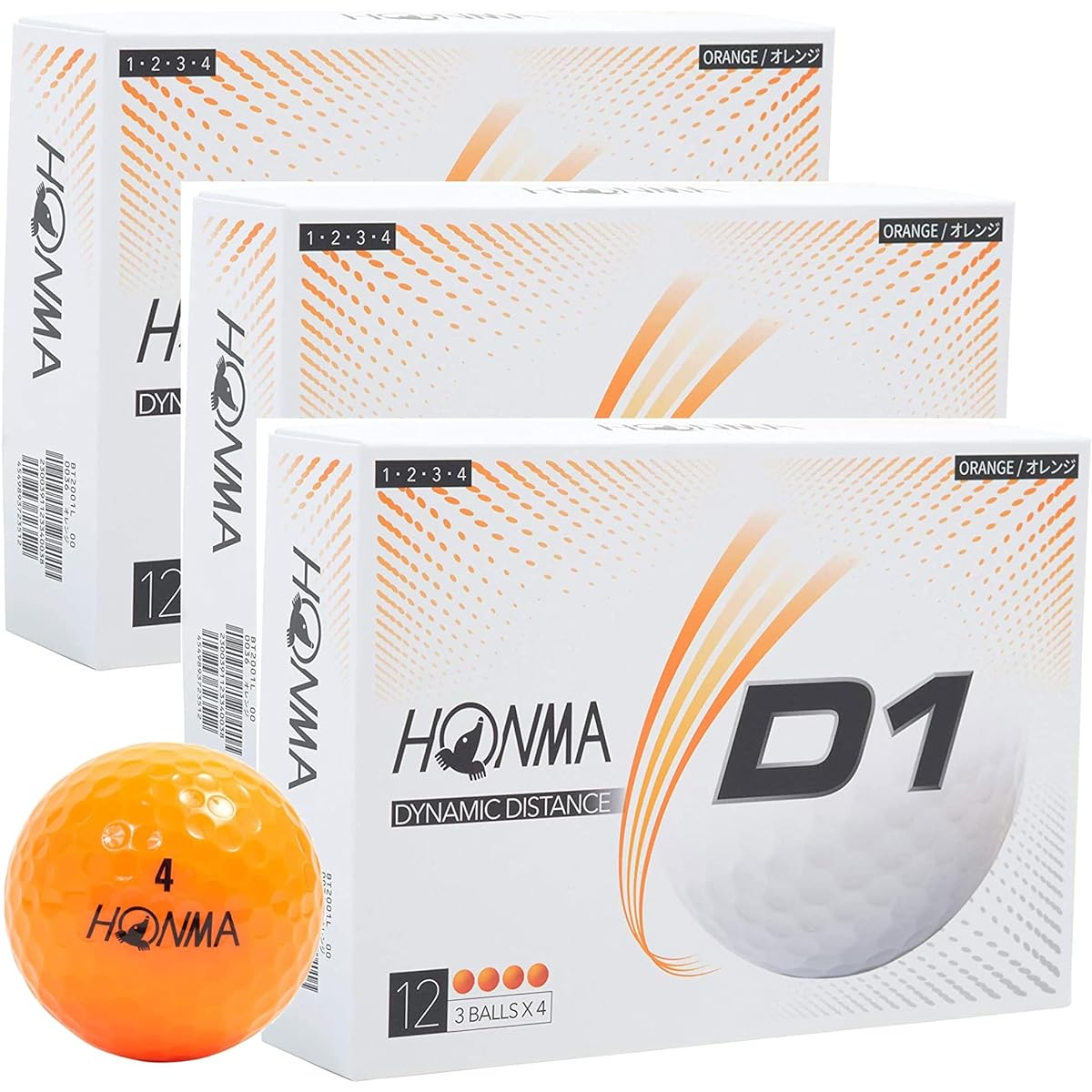 HONMA Honma Golf Ball D1 2020 Model Orange 12 balls/dozen x 3 box set (total 36 balls)