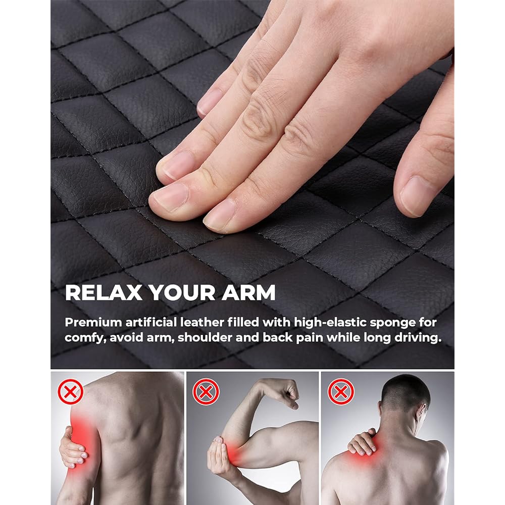 ISSYAUTO Center Console Cover 2009-2018 RAM Arm Rest Cover Cushion Leather Console Armed Protector Pad