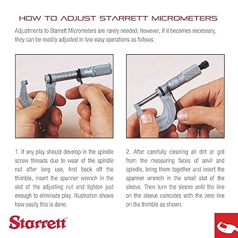 Starrett 436.1XRL-1 outer micrometer ratchet stop lock nut carbide 0-1 inch range 0.0000 inch scale