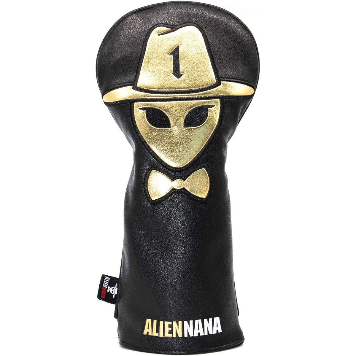 Golf Club Head Cover Golf Wood Cover Set Golf Driver Cover Fairway Wood, Utility, Hybrid Head Cover Aliennana Made of High Quality Leather for Women Men's Black Gold Stylish